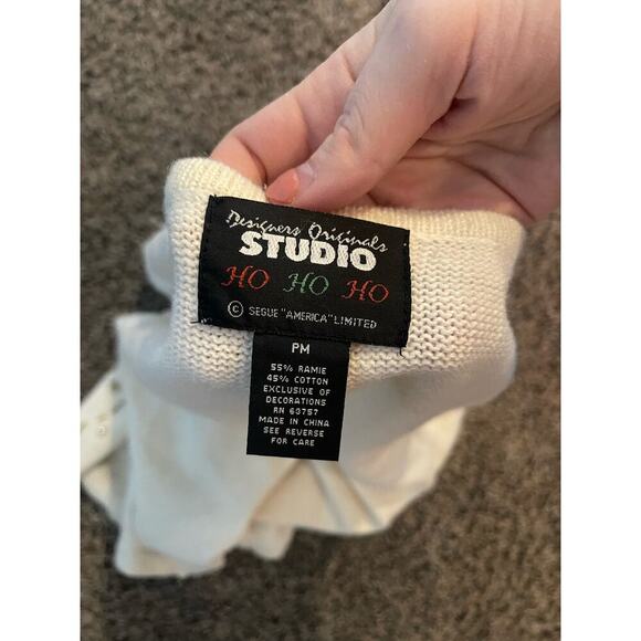 Vintage Holiday White Gold Beaded Vest Grandma Core Fall Christmas Nostalgia - Picture 2 of 8